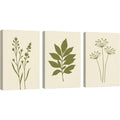 Mvkrp Botanical Silhouette Triptych Canvas Set Olive - Product view
