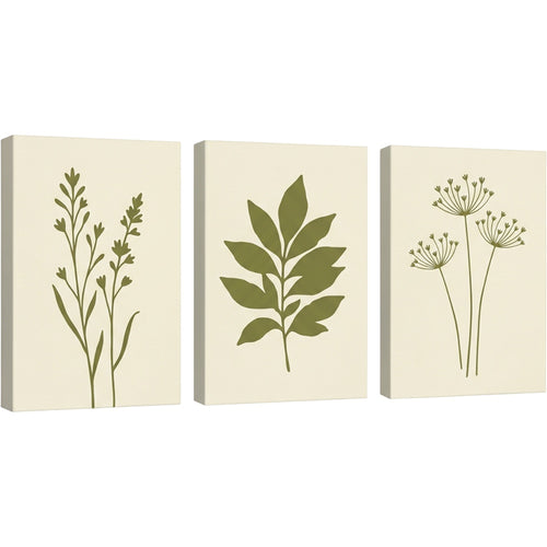 Mvkrp Botanical Silhouette Triptych Canvas Set Olive - Product view