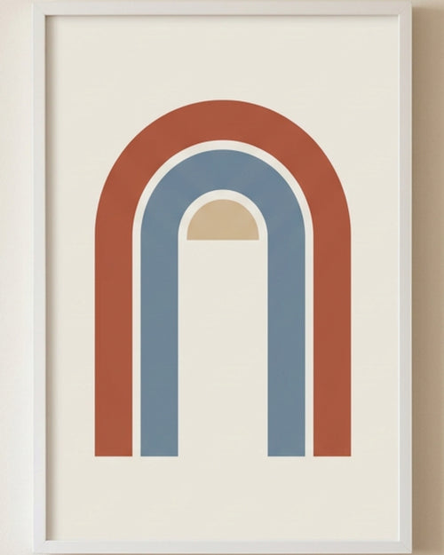 Mvkrp Layered Arch Framed Art Print Clay Blue - Lifestyle view